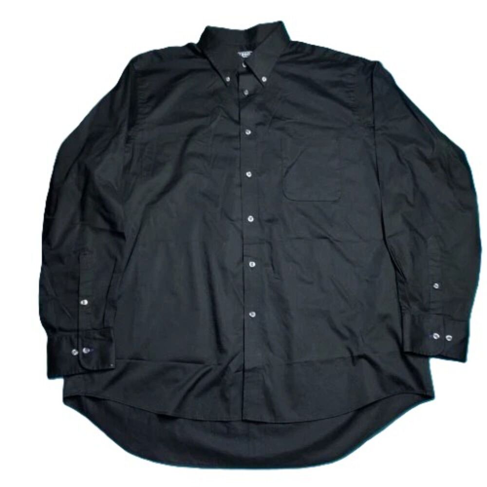 IZOD Men’s Stretch Dress Shirt Black Button-Down Collar Regular Fit XL 17-17.5